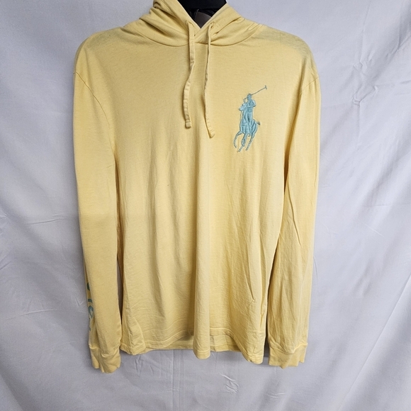 Polo Ralph Lauren Other - Polo Ralph Lauren Shirt Mens Small Yellow Hooded Big Pony Long Sleeve Spell Out